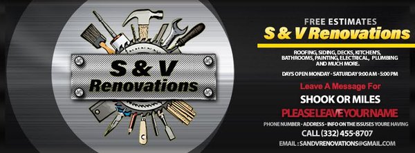 S And V Renovations Logo