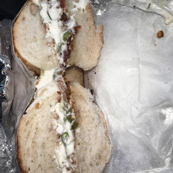 What A Bagel - Sad bagel : suppose to be cream cheese and bacon. One slice of bacon, why?? For $6.50 - Bagels Near Me - Glen Oaks, New York What A Bagel - Sad bagel : suppose to be cream cheese and bacon. One slice of bacon, why?? For $6.50 - Bagels Near Me - Glen Oaks, New York