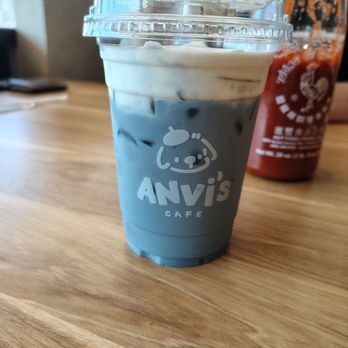 Anvi's Cafe - Blue mermaid (blue thai tea with vanilla cream top) - Vietnamese Near Me - Costa Mesa, California