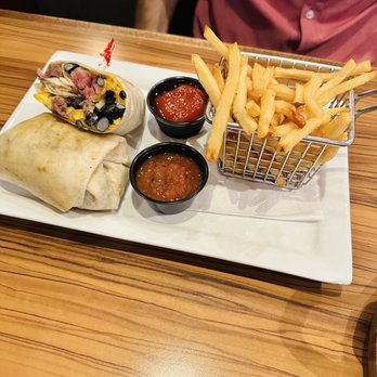 Center Street Grille - Santa Fe Steak Wrap. He loved it! Steak cooked perfectly at medium. - Sports Bars Near Me - Northville, Michigan