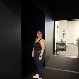 My friend entering the game room