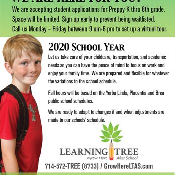 Learning Tree After School - 2020 Ad - Private Tutors Near Me - Yorba Linda, California