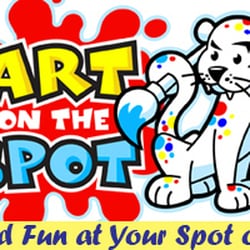 Art On the Spot - Our studio logo with spot the cat.