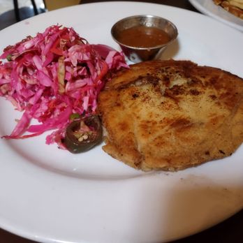 Tune-Up Cafe - Pupusa. I ordered it with steak. The purple stuff is cabbage with some beets and jalapenos. - New Mexican Cuisine Near Me - Santa Fe, New Mexico Tune-Up Cafe - Pupusa. I ordered it with steak. The purple stuff is cabbage with some beets and jalapenos. - New Mexican Cuisine Near Me - Santa Fe, New Mexico