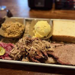 Big Mike's BBQ Smokehouse - Pulled Pork Two Meat Potato Salad Jambalaya Brisket Plate