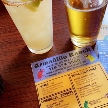 Armadillo Ranch - Menu with some drinks - Barbeque Near Me - Manitou Springs, Colorado