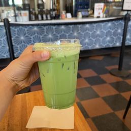 Matcha latte with simple syrup