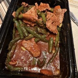 Prik King Green Bean with beef - lots of spicy red sauce