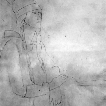 Old Jail Art Center - Amedeo Modigliani; Seated Woman with Braids; 1916; silverpoint and graphite on paper - Museums Near Me - Albany, Texas