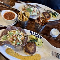 Unforgettable Sea Cod Tacos, Dungeness Crab "Un"Cake entree sub sweet potato fries instead of potatoes. Amazing! Unforgettable Sea Cod Tacos, Dungeness Crab "Un"Cake entree sub sweet potato fries instead of potatoes. Amazing!