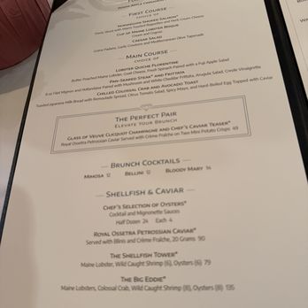 Eddie V's Prime Seafood - Brunch Menu May 2026 - Seafood Near Me - Scottsdale, Arizona