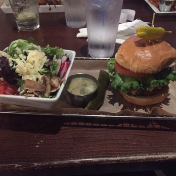 Hops Burger Bar - Build Your Own Burger and side salad - Burgers Near Me - Greensboro, North Carolina