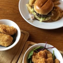 Judes Ferry - Fried Brie, fried mozzarella, and beef burger.