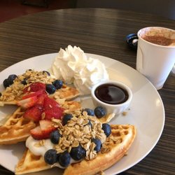 The Underground Cafe - Yogurt & Granola Waffle with a Cappuccino to go..
