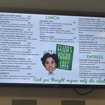 Eliza’s Vegan Cafe - Menu - Vegan Near Me - Florence, South Carolina