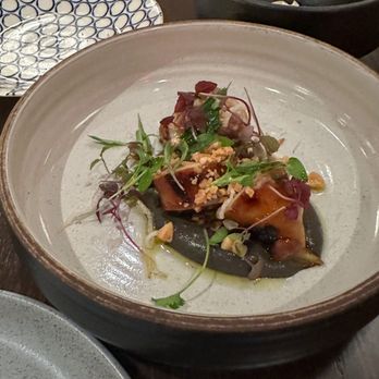 Moon Rabbit - Grilled Squid - stuffed with boudin, charred eggplant puree, peanuts, herbs - Vietnamese Near Me - Washington, DC, District of Columbia