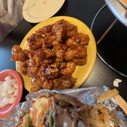 Popcorn chicken with medium spicy glaze Popcorn chicken with medium spicy glaze