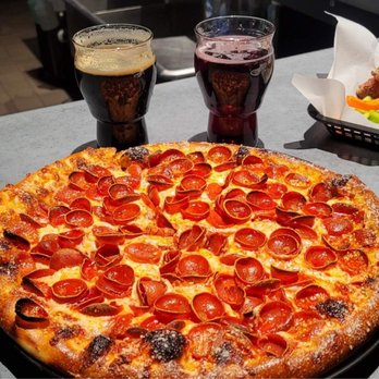 Black Market Brewing Co - Temecula - Double pepperoni pizza & black berry and blue berry sour - Breweries Near Me - Temecula, California