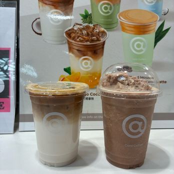 Cotti Coffee - Coco Cotti (Left) and chocolate smoothie (Right) - Coffee & Tea Near Me - Pearl City, Hawaii Cotti Coffee - Coco Cotti (Left) and chocolate smoothie (Right) - Coffee & Tea Near Me - Pearl City, Hawaii