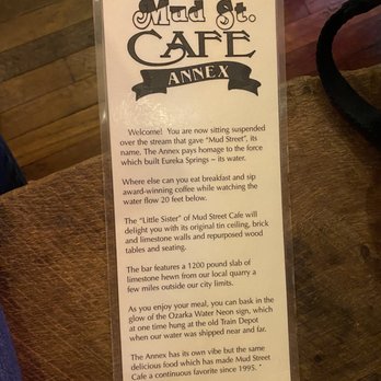 Mud Street Cafe - Info about the location - Cafes Near Me - Eureka Springs, Arkansas Mud Street Cafe - Info about the location - Cafes Near Me - Eureka Springs, Arkansas