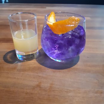 Yard House - Magic Margarita w/ citrus agave shot (color changing drink) It looks dark purple not blue to me - New American Near Me - Washington, DC, District of Columbia