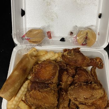 Great Wall Chinese Restaurant - Fried 1/2 Chicken, French Fries and Spring Roll - Chinese Near Me - Stamford, Connecticut