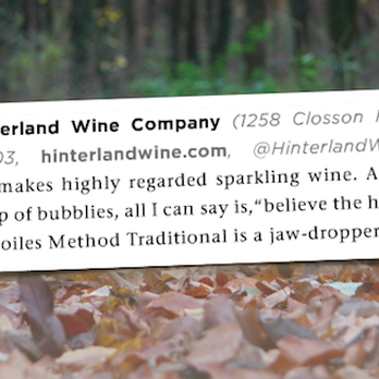 Hinterland Wine Company - Review from Citybites - Wineries Near Me - Hillier, Ontario Hinterland Wine Company - Review from Citybites - Wineries Near Me - Hillier, Ontario
