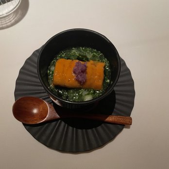 Addison - Shellfish chawanmushi, broccoli, bok Chou, purple daikon. Phenomenal - New American Near Me - San Diego, California