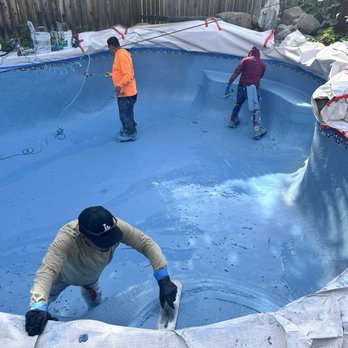 Black Stone Pool Plastering - Crew re-plastering pool I progress looking good. - Pool & Hot Tub Service Near Me