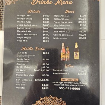 Kabila-Union City - Drinks menu - Indian Near Me - Union City, California Kabila-Union City - Drinks menu - Indian Near Me - Union City, California