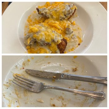 Big Bad Breakfast - Memphis - Top: How it STARTED!! Bottom: How it ENDED!! "Cathead" Chicken Biscuit (crispy fried chicken, cheese and sausage gravy). LARD HAVE MERCY!!! - New American Near Me - Memphis, Tennessee Big Bad Breakfast - Memphis - Top: How it STARTED!! Bottom: How it ENDED!! "Cathead" Chicken Biscuit (crispy fried chicken, cheese and sausage gravy). LARD HAVE MERCY!!! - New American Near Me - Memphis, Tennessee