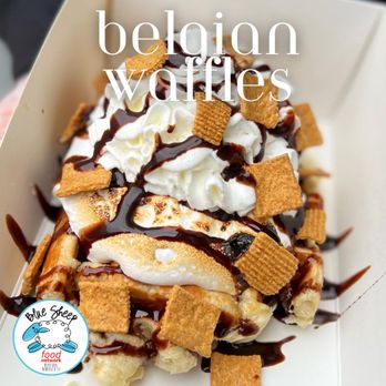 Blue Sheep Bake Shop - Our fluffy, golden waffles are made to order and topped with a generous scoop of our homemade ice cream! - Bakeries Near Me - Somerville, New Jersey