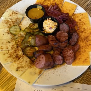 Calhoun's - Smoked Sausage and Cheese Plate - Barbeque Near Me - Knoxville, Tennessee Calhoun's - Smoked Sausage and Cheese Plate - Barbeque Near Me - Knoxville, Tennessee