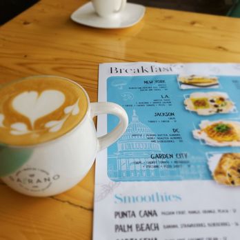 Saffrano Crepes - Cappuccino next to menu - Creperies Near Me - Plantation, Florida Saffrano Crepes - Cappuccino next to menu - Creperies Near Me - Plantation, Florida