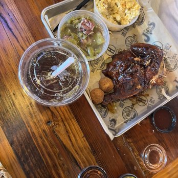 Holt Bros BBQ - Half bbq chicken, green beans,Mac and cheese! Chicken is nice and most Mac and cheese is decent but the beans were very salty - Barbeque Near Me - Florence, South Carolina