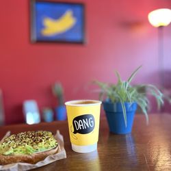 Banana Dang Coffee - Vista, CA - Green Fire Toast & Honey, Cinnamon, Oat Latte.