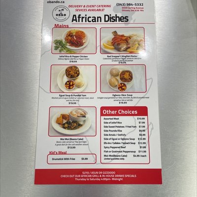 Menu photo 3 OB&O Afro-Caribbean Restaurant Ottawa, ON Menu photo 3 OB&O Afro-Caribbean Restaurant Ottawa, ON
