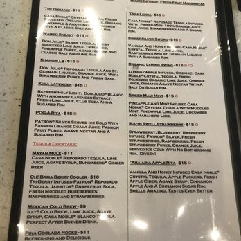 Margaritas - Drink menu 9/27/17 - Mexican Near Me - Honolulu, Hawaii