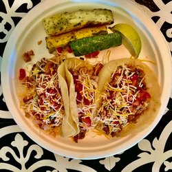 MT Vine Restaurant - 3 Street Tacos (pork, chicken) and roasted zucchini