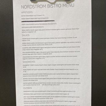Café Bistro at Nordstrom - Cafe' Bistro Menu - New American Near Me - Durham, North Carolina