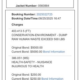 Charges for illegal dumping
