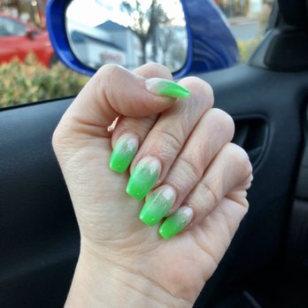 Ava Nails & Spa - Lime green ombré acrylic - Nail Salons Near Me - Antelope, California