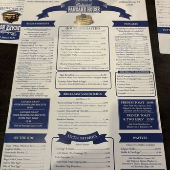 Colonial Pancake House - Menu - Breakfast & Brunch Near Me - Williamsburg, Virginia Colonial Pancake House - Menu - Breakfast & Brunch Near Me - Williamsburg, Virginia