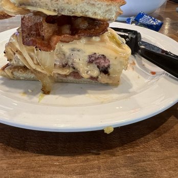 Dugan's Sports Grill - They finally cooked the burger to medium rare as requested - Sports Bars Near Me - Tucker, Georgia