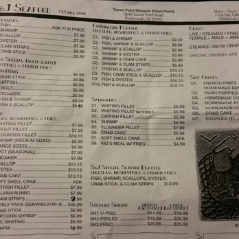 S & J Seafood - Menu from store Aug 19 2016 - Seafood Markets Near Me - Portsmouth, Virginia S & J Seafood - Menu from store Aug 19 2016 - Seafood Markets Near Me - Portsmouth, Virginia