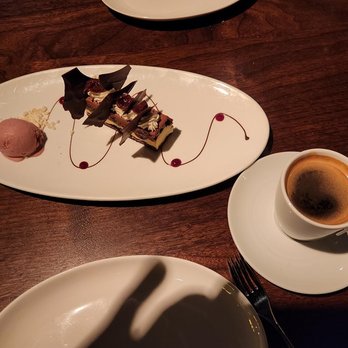 Blue Water Cafe - Black Forest Cake Bar (and a cup of Americano) - Seafood Near Me - Vancouver, British Columbia