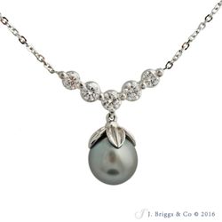 J Briggs & Co - Tahitian Pearl & Diamond Necklace by J