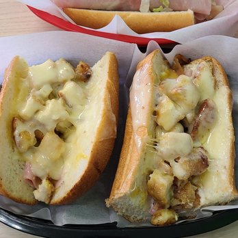 Mash Hoagies - Cordon Bleu Sub (front), Radar Sub: Ham, Turkey, Cheese, basic toppings (back). - Salad Near Me - Palm Bay, Florida Mash Hoagies - Cordon Bleu Sub (front), Radar Sub: Ham, Turkey, Cheese, basic toppings (back). - Salad Near Me - Palm Bay, Florida