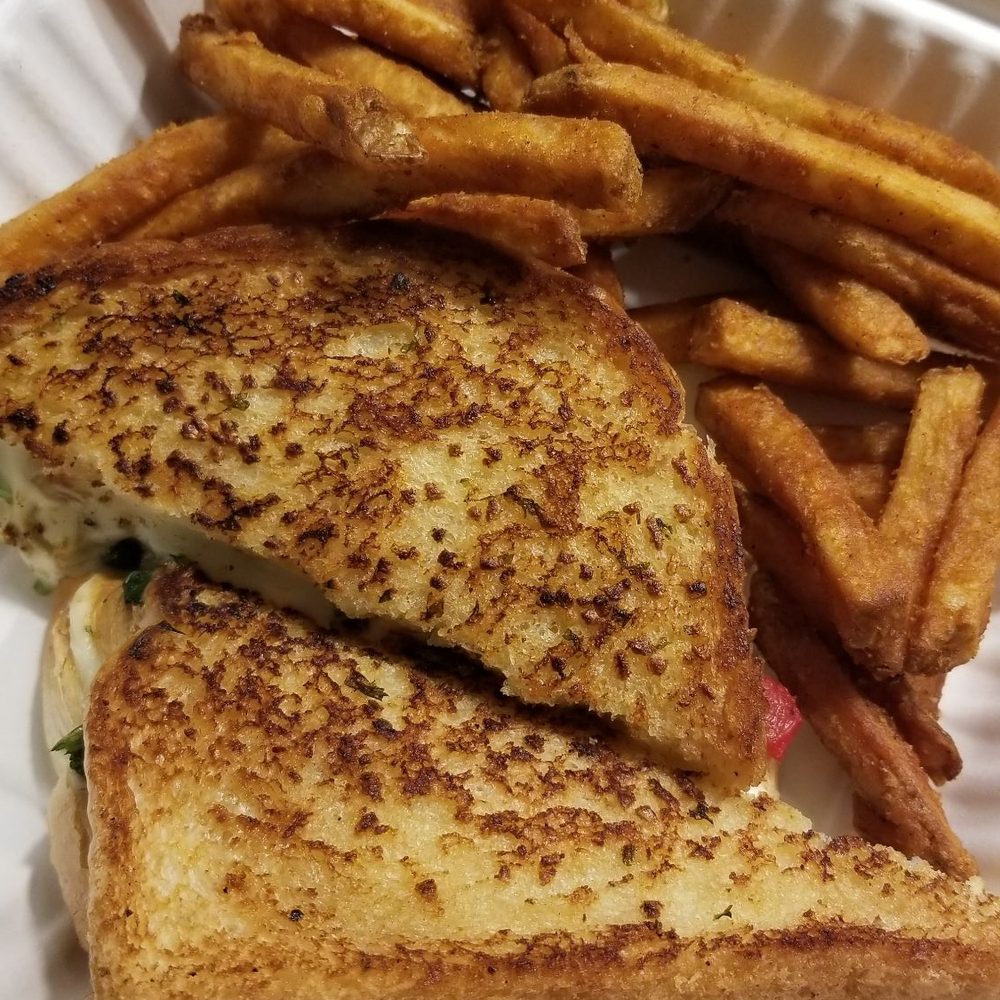 Spinach pie grilled cheese & seasoned fries Spinach pie grilled cheese & seasoned fries