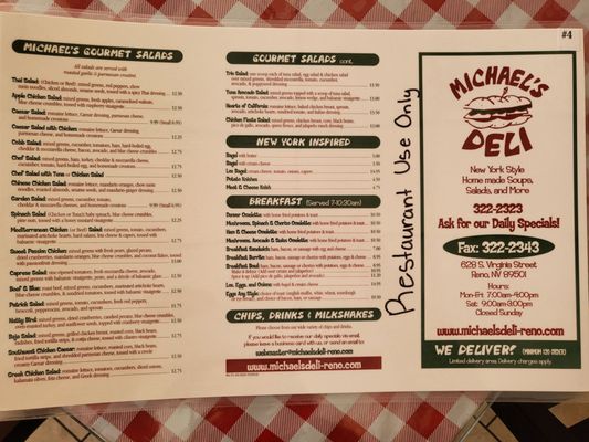 Menu photo 2 Michael's Deli Reno, NV Menu photo 2 Michael's Deli Reno, NV